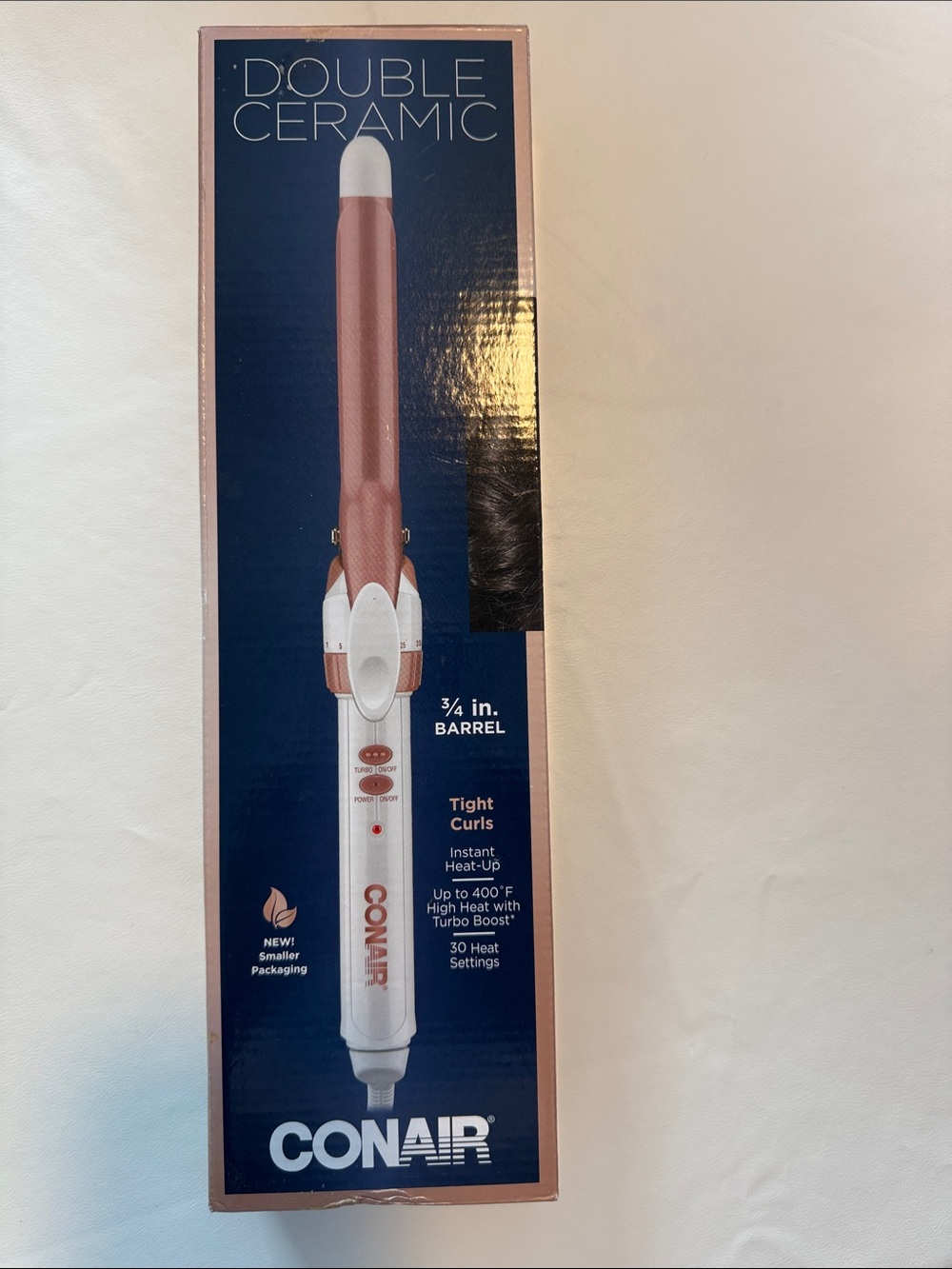 Conair 3/4 in. Double Ceramic Curling Iron in Rose Gold and White